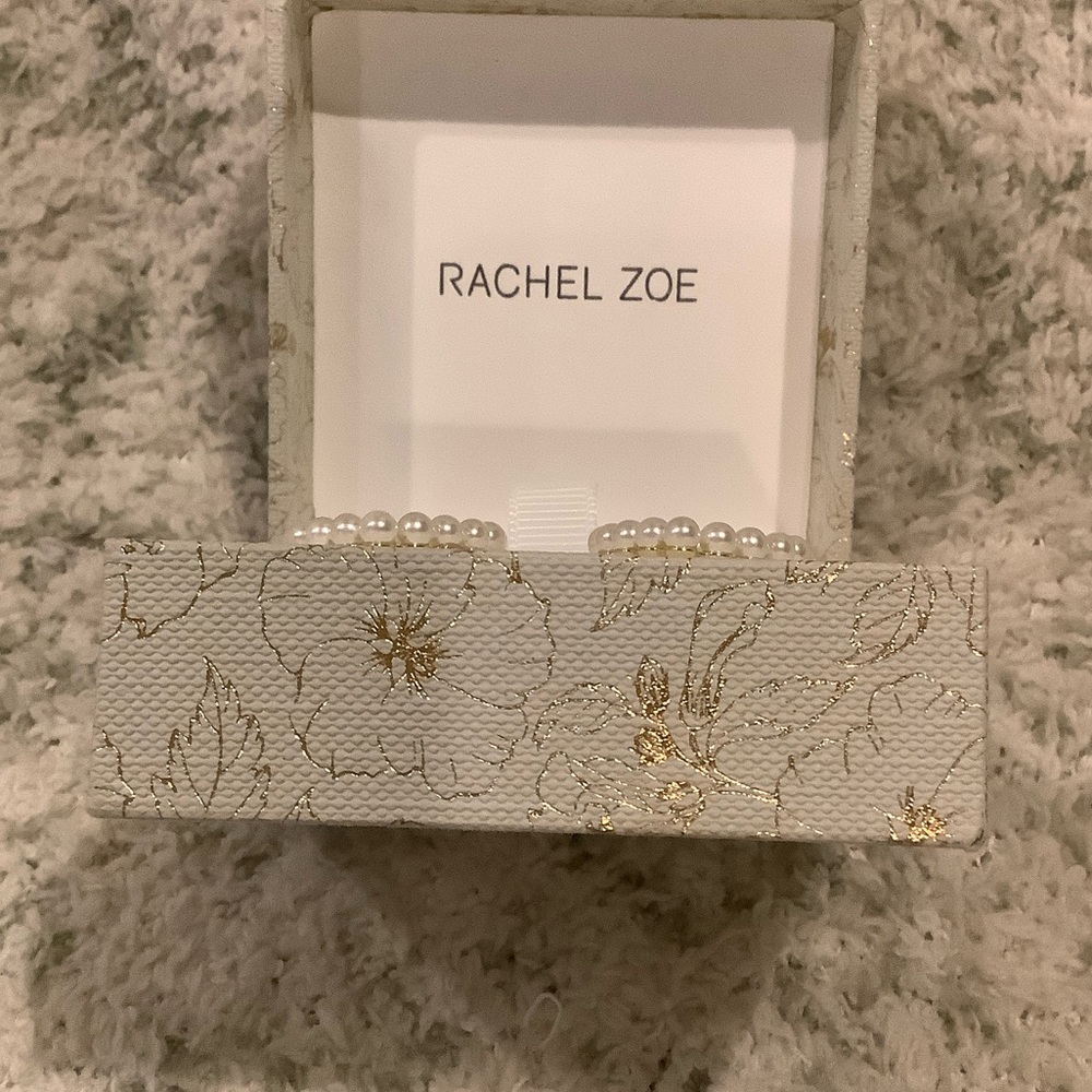 Rachel Zoe 14kt Gold Plated Sterling Silver Pearl Heart Earrings NWT Boxed - Picture 4 of 16